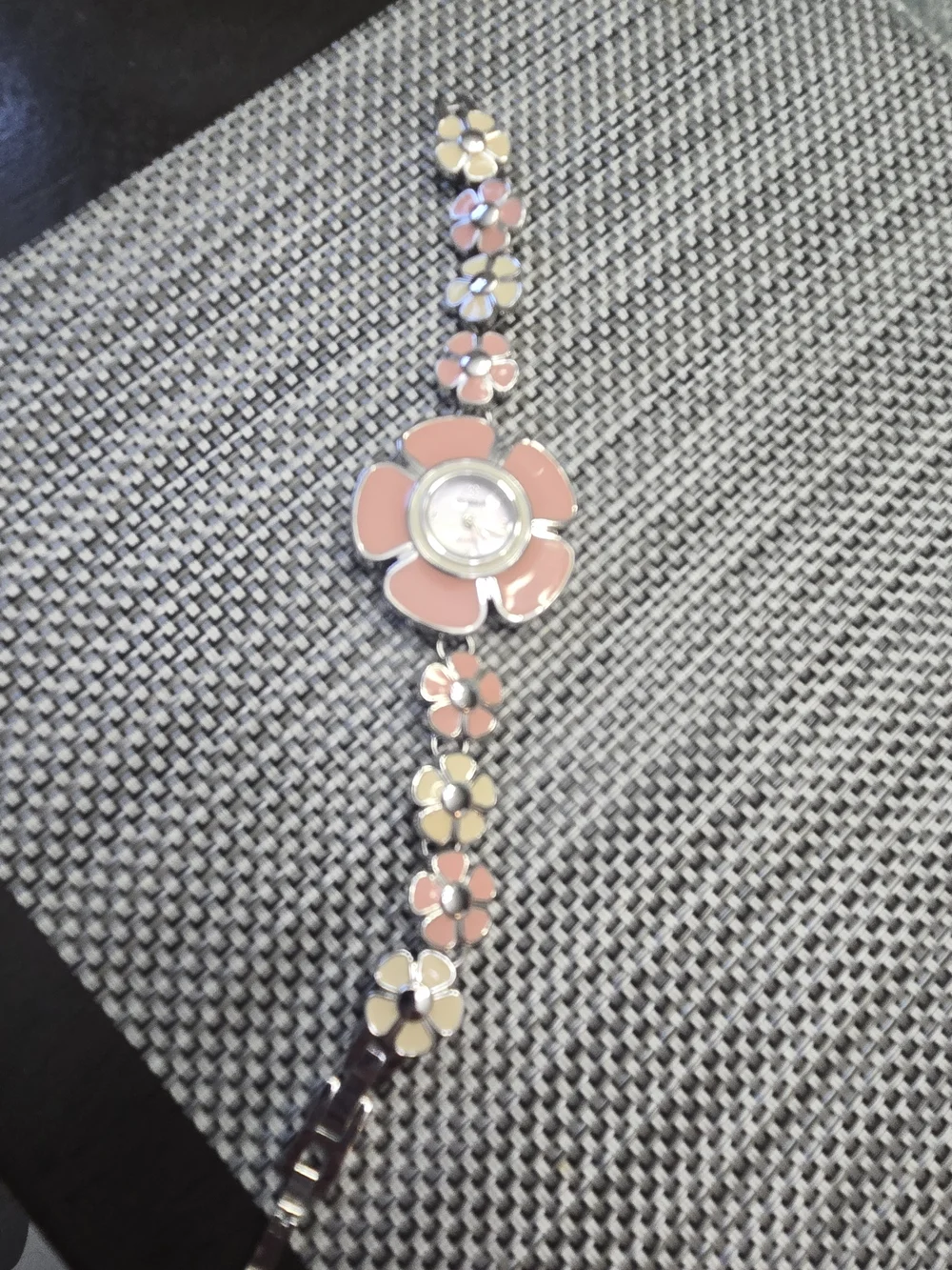Floral Pink & Cream Flower Bracelet Watch